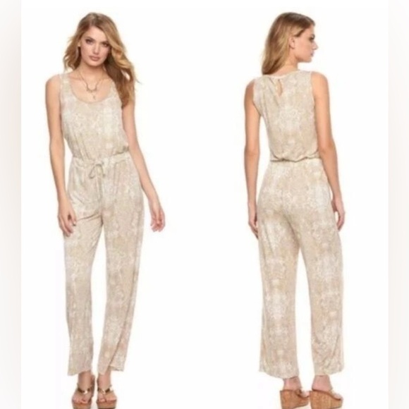 Juicy Couture Pants - Juicy Couture Desert Dusk Snake Print Jumpsuit Sleeveless Beaded Sz M Preppy